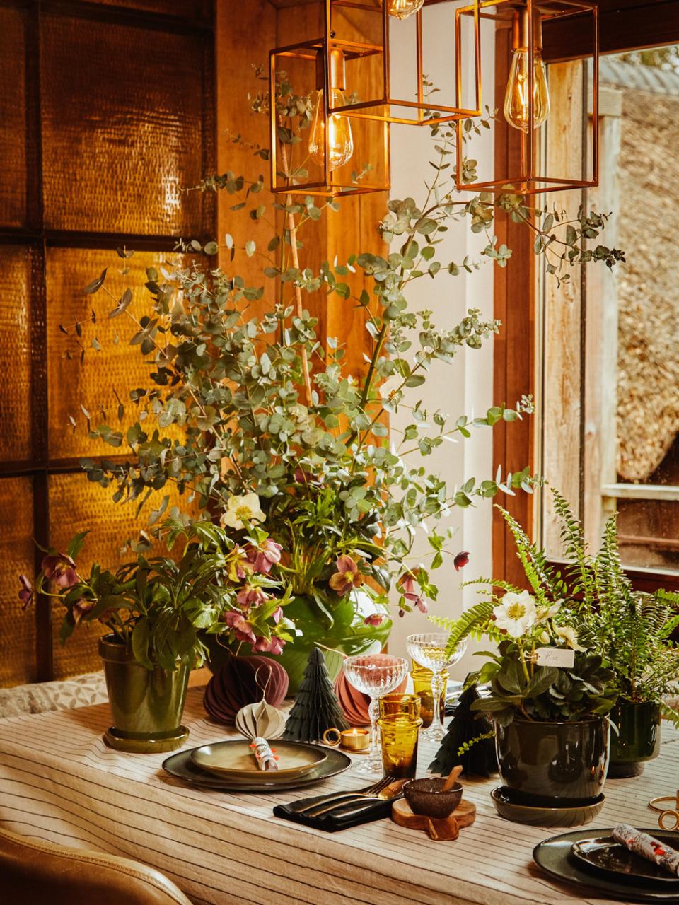 Christmas table laden with plants | thejoyofplants.co.uk