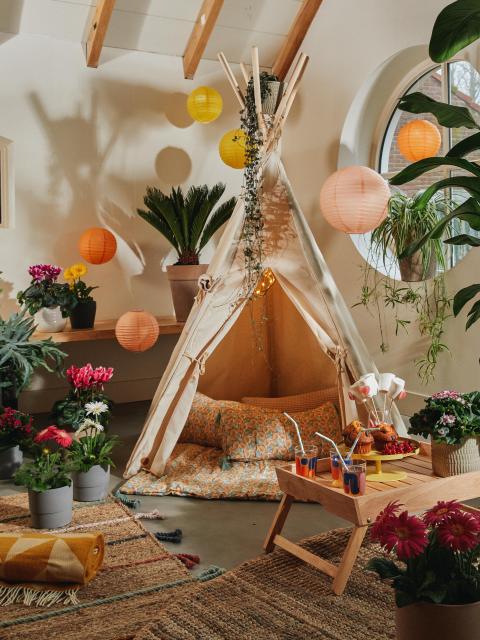 indoor plantenpicknick gezin